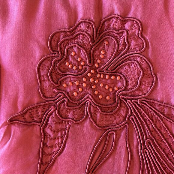 Coldwater Creek 100% Silk‎ Vest Womens Large Full Zip Embroidered Winter Holiday - Picture 9 of 11